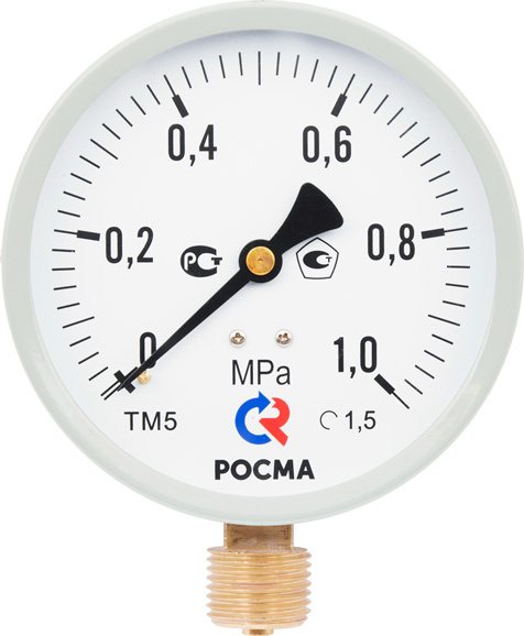 Манометр ТМ-510Р.00 (0-0,6MPa) 100мм, G1 2, кл.т.1,5 М2