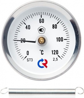 Термометр биметалл. БТ-30.010(0-120С)2,5, 63 мм, ТИП - БТ-30 корпус - хромированная сталь, крепление