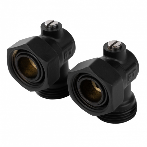 Комплект нижнего подключения угловой раздельный 3/4х3/4 ЕК черный Royal Thermo